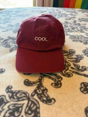 "COOL." Embroidered Burgundy Baseball Cap